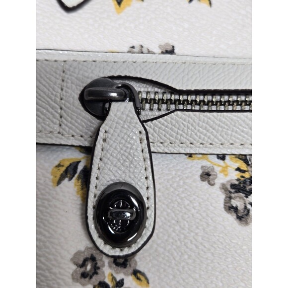 Coach Taylor Black and Yellow Floral Print Zip Top Tote/Shoulder Bag 1 Flaw - Picture 8 of 13